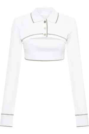 DION LEE Polo-collar cotton crop top