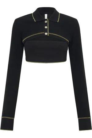 DION LEE Polo-collar cotton crop top