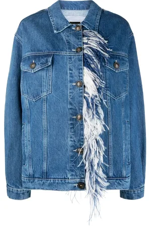 Simonetta Feather-detailing denim jacket