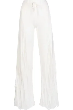 DION LEE Distressed high-waist cashmere trousers