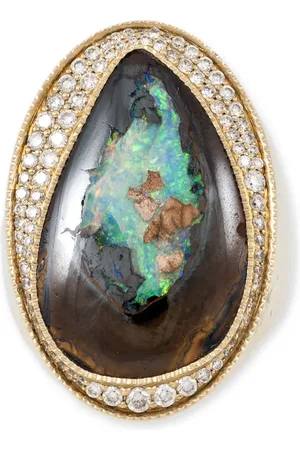 JACQUIE AICHE 14kt yellow Freeform Koroit diamond and opal ring