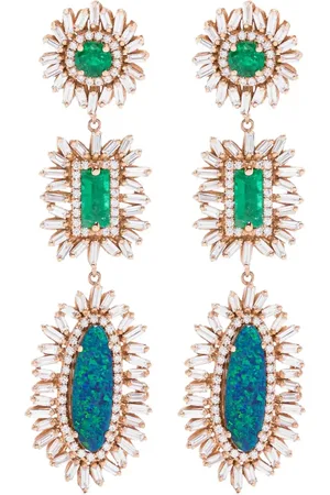 Suzanne Kalan 18kt rose emerald and diamond earrings