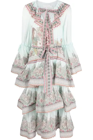 ZIMMERMANN Floral-print ruffled midi dress