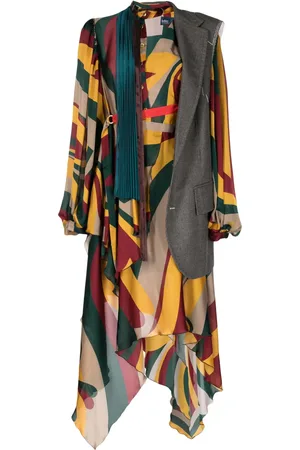 Kolor Layered-panels asymmetric midi dress