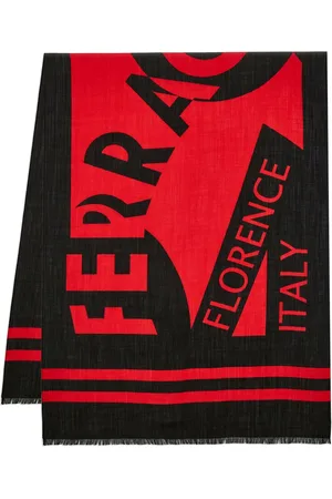 Salvatore Ferragamo Intarsia knit-logo wool scarf