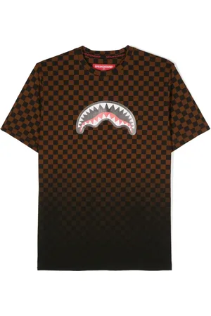 Sprayground Checked graphic-print cotton T-shirt