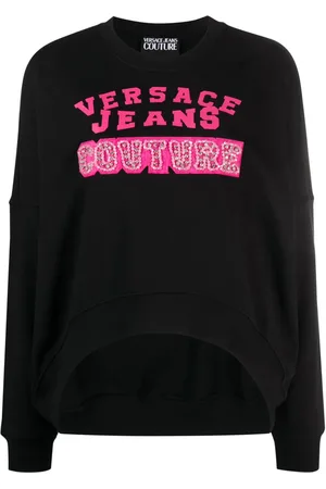 VERSACE Crystal-embellished logo-print sweatshirt