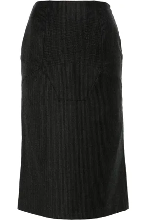 John Galliano 1990s pinstripe-pattern wool midi skirt