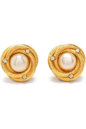 CHANEL 1993 embellished faux-pearl clip-on earrings