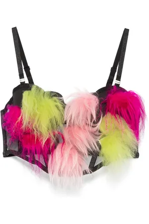 LOULOU Feather-detail bustier top