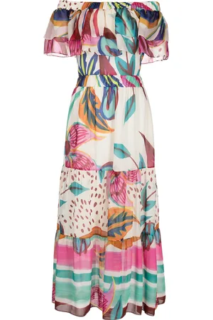 PATBO Floral-print off-the-shoulder midi dress