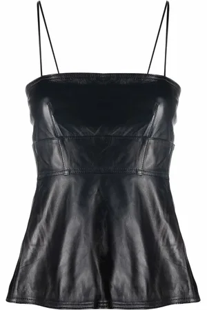 Manokhi Cut-out leather spaghetti-strap top
