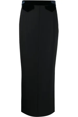 Giorgio Armani Faux-pocket velvet-trim maxi skirt