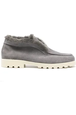 santoni Fur-trim suede desert boots