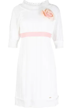 CHANEL Rose-appliqué minidress