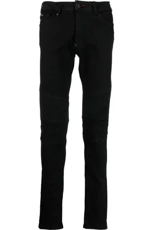 Philipp Plein Mid-rise biker jeans