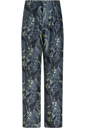 Etro Foliage-print silk trousers