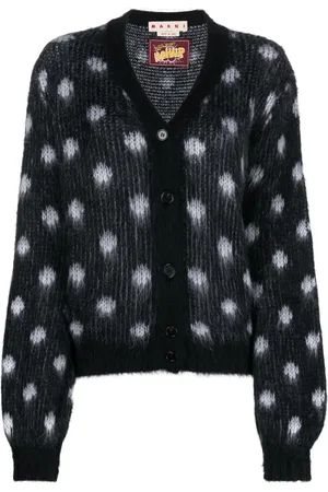 Marni Patterned intarsia-knit V-neck cardigan
