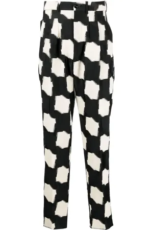 4SDESIGNS Pleated geometric-print trousers