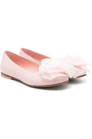ANDREA MONTELPARE Floral-appliqué leather ballerina shoes