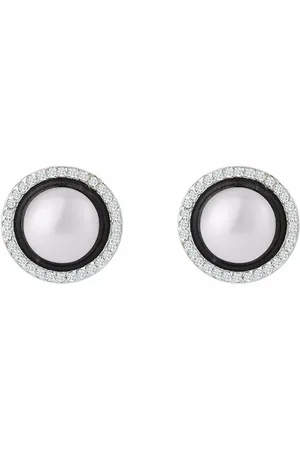 Mateo 14kt diamond pearl round stud earrings