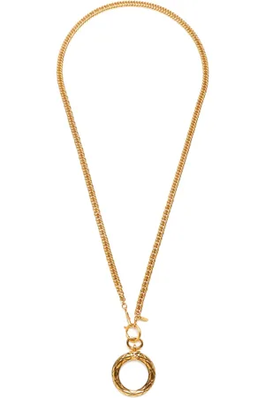 CHANEL 1980 hoop pendant chain necklace