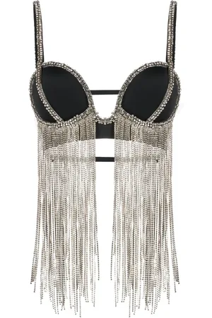 LOULOU Crystal-embellished triangle top