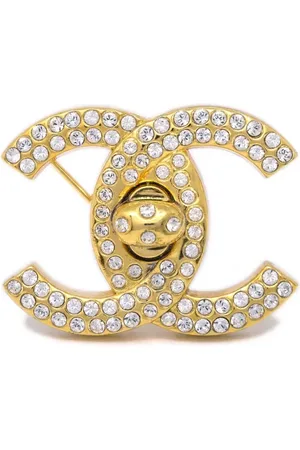 CHANEL 1997 rhinestone-embellished CC turn-lock brooch