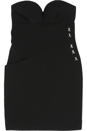 GENNY Rhinestone-embellished pleat-detail minidress