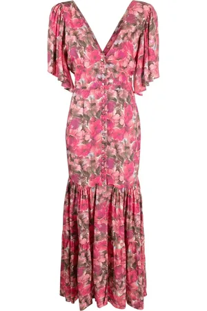 ROTATE Floral-print V-neck dress
