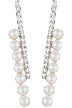 Mateo 14kt yellow diamond pearl Bypass earrings