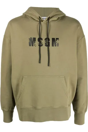 Msgm Palm tree logo-print hoodie
