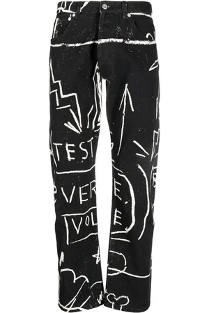 Honey Fucking Dijon Doodle-print straight-leg trousers