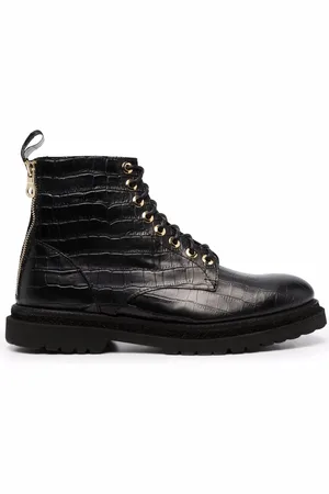 Giuliano Galiano Crocodile effect lace-up boots