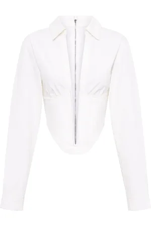 DION LEE V-wire long-sleeve corset shirt