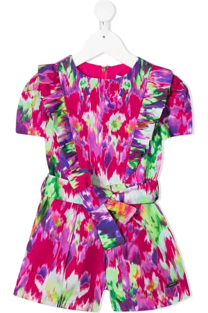 Msgm Abstract print belted playsuit