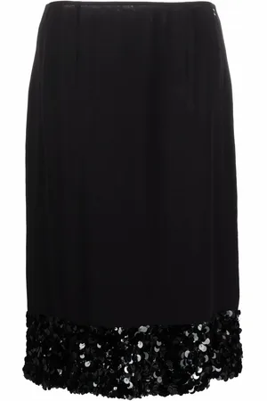 CHANEL 2002 sequin-embellished hem straight-cut skirt