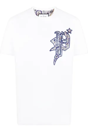 Philipp Plein Paisley-print logo-patch T-shirt