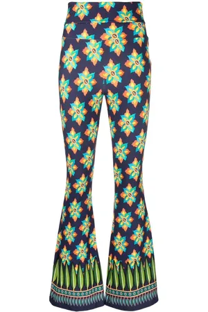 La DoubleJ Graphic-print flared trousers