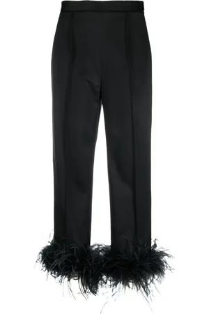 Styland Feather-trim cropped trousers