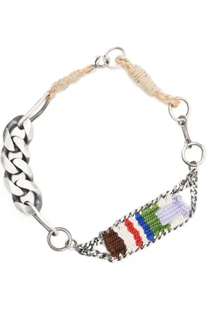 NICK FOUQUET Embroidered contrasting-chain bracelet