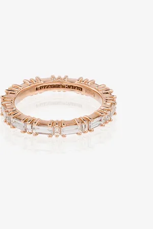 Suzanne Kalan 18kt rose gold horizontal baguette diamond ring