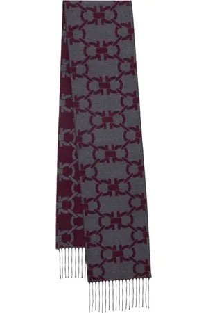 Salvatore Ferragamo Gancini print frindged scarf