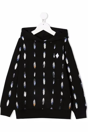 MARCELO BURLON Feather-print cotton-blend hoodie