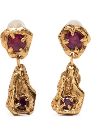 Lee Plated ruby drop earrings