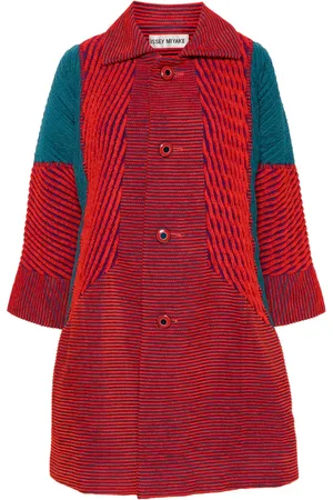 Issey Miyake 1990s colour-block ribbed coat