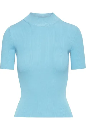Oscar de la Renta Ribbed-knit silk-blend top