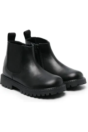 VERSACE Round-toe leather ankle boots