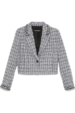 Karl Lagerfeld Faux pearl-embellished bouclé jacket