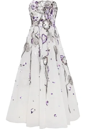 Saiid Kobeisy Beaded tulle midi dress